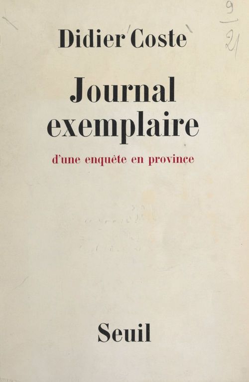 Couverture ebook de Journal exemplaire d'une enquête en province, de Didier Coste