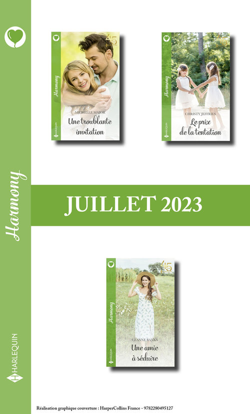Couverture ebook de Pack mensuel Harmony - 3 romans (Juillet 2023), de Christy Jeffries, Leanne Banks, Michelle Major