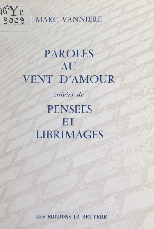 Couverture ebook de Paroles au vent d'amour, de Marc Vanniere