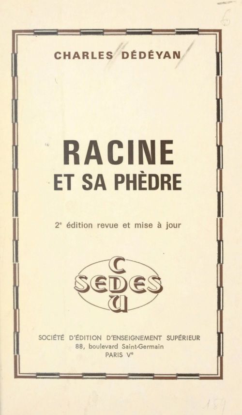ebook cover of Racine et sa Phèdre, by Charles Dedeyan