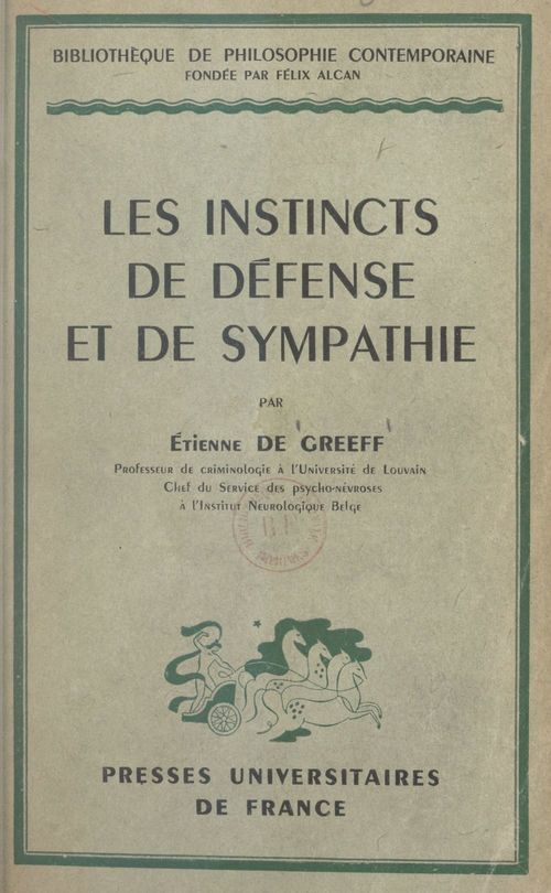 ebook cover of Les instincts de défense et de sympathie, by Etienne de Greeff