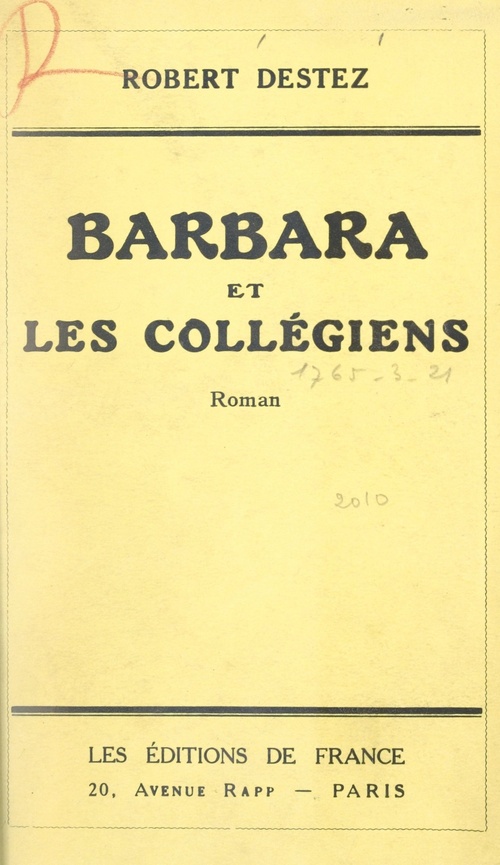 Couverture ebook de Barbara et les collégiens, de Robert Destez