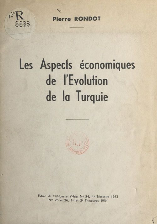 ebook cover of Les aspects économiques de l'évolution de la Turquie, by Pierre Rondot