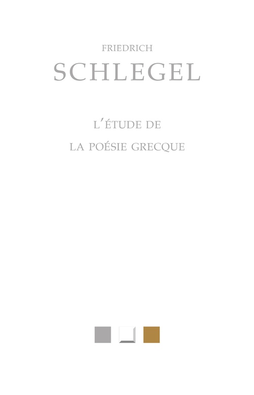 Couverture ebook de Étude de la poésie grecque, de Friedrich Schlegel