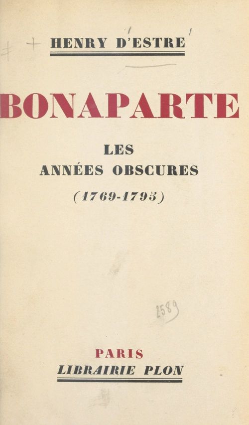 Couverture ebook de Bonaparte, de Henry D''Estre