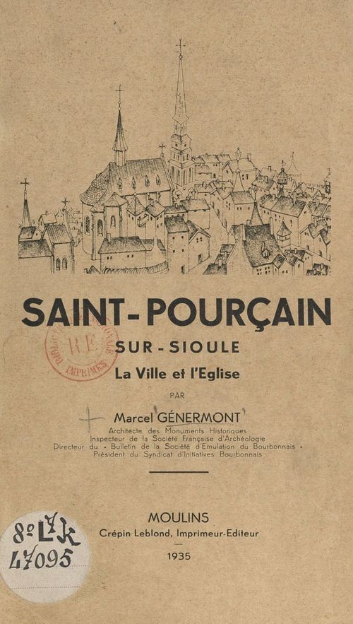 Couverture ebook de Saint-Pourçain-sur-Sioule, de Marcel Genermont