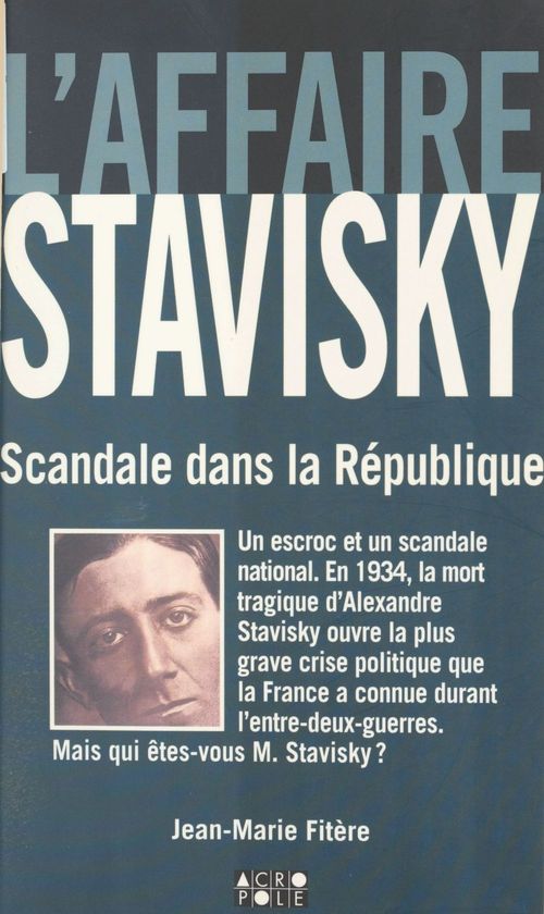 Couverture ebook de L'affaire Stavisky : scandale dans la République, de Jean-marie Fitère
