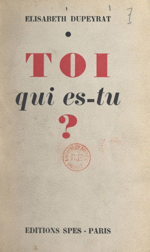 Couverture ebook de Toi, qui es-tu ?, de Elisabeth Dupeyrat