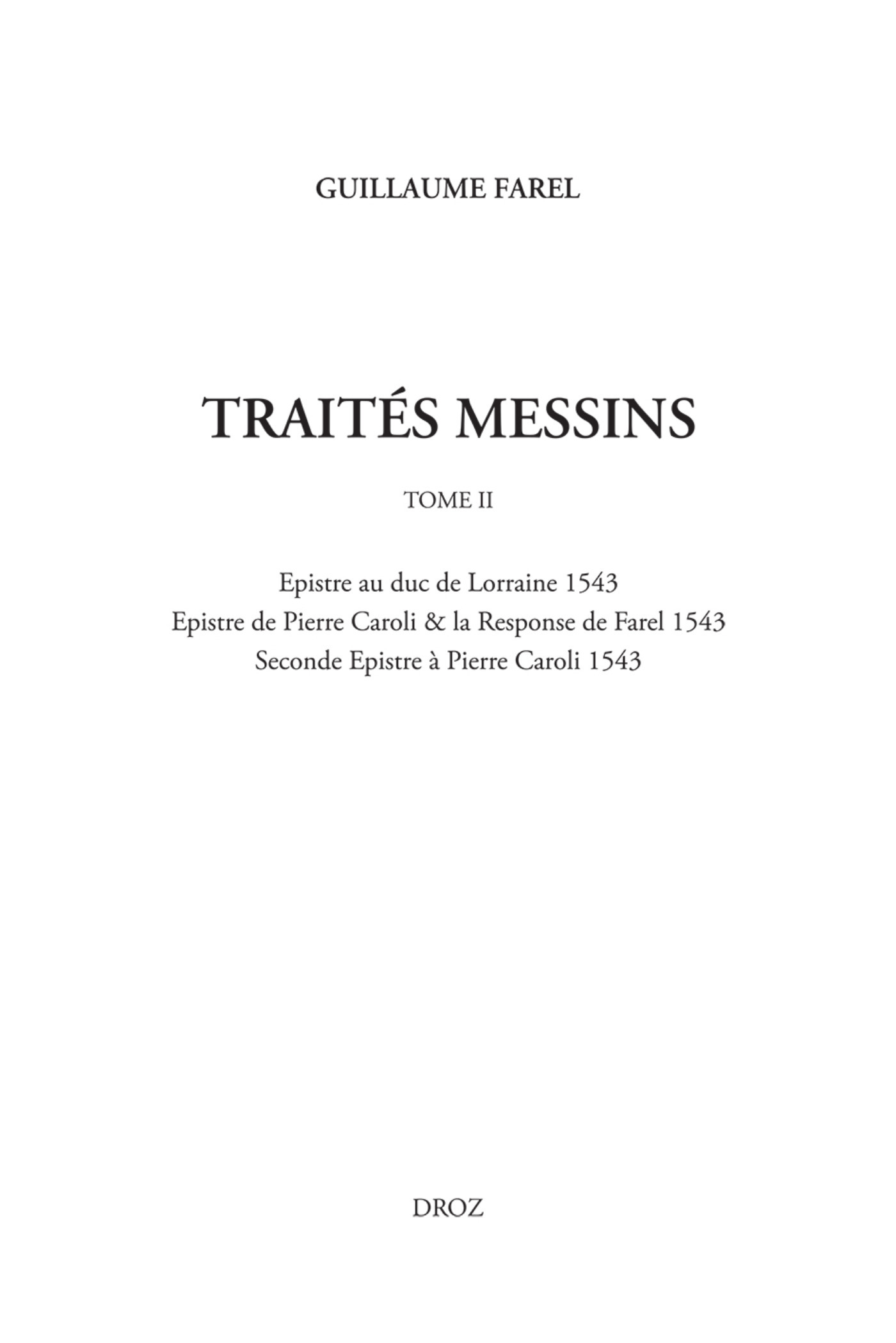 ebook cover of OEuvres imprimées (Tome II), Traités messins (Tome II), by Guillaume Farel