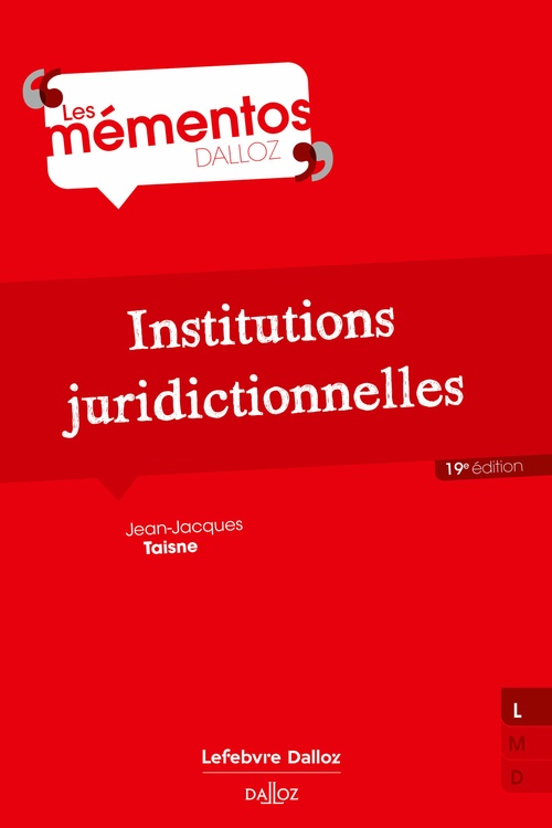 ebook cover of Institutions juridictionnelles 19ed, by Jean-Jacques Taisne