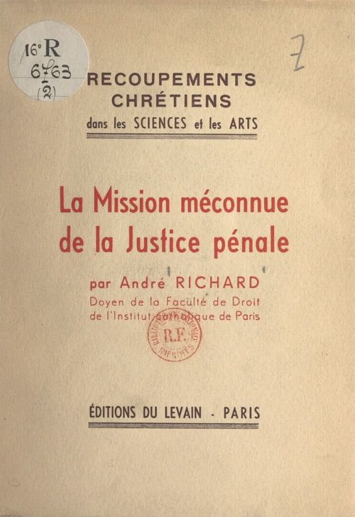 Couverture ebook de La mission méconnue de la justice pénale, de Andre Richard