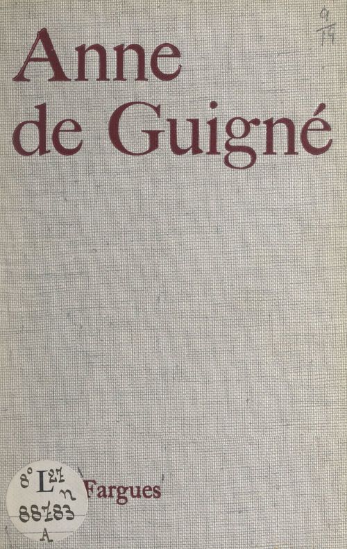 ebook cover of Anne de Guigné, by Marie Fargues