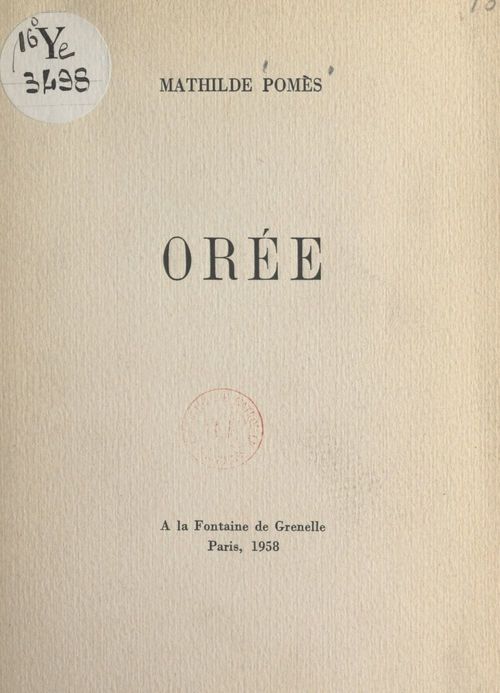 ebook cover of Orée, by Mathilde Pomes