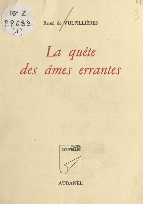 ebook cover of La quête des âmes errantes, by Raoul De Vulpillieres