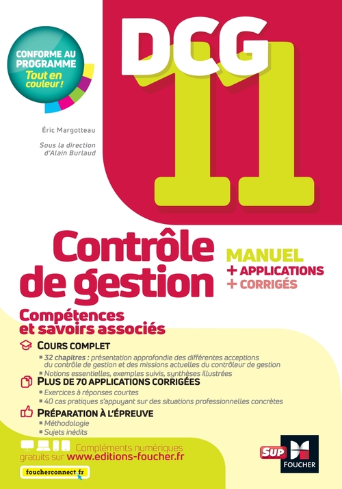 Couverture ebook de DCG 11 - Contrôle de gestion - Manuel et applications, de Alain Burlaud, Eric Margotteau