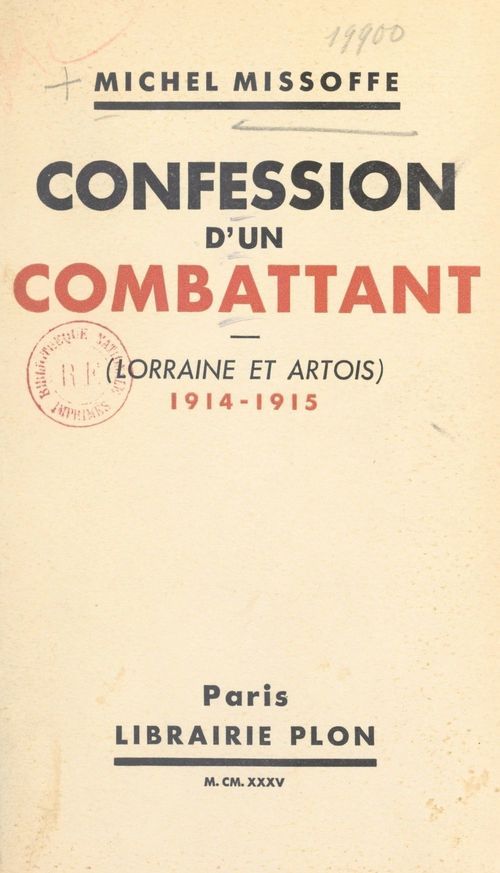 ebook cover of Confession d'un combattant, by Michel Missoffe