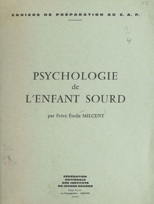Couverture ebook de Psychologie de l'enfant sourd, de Emile Milcent