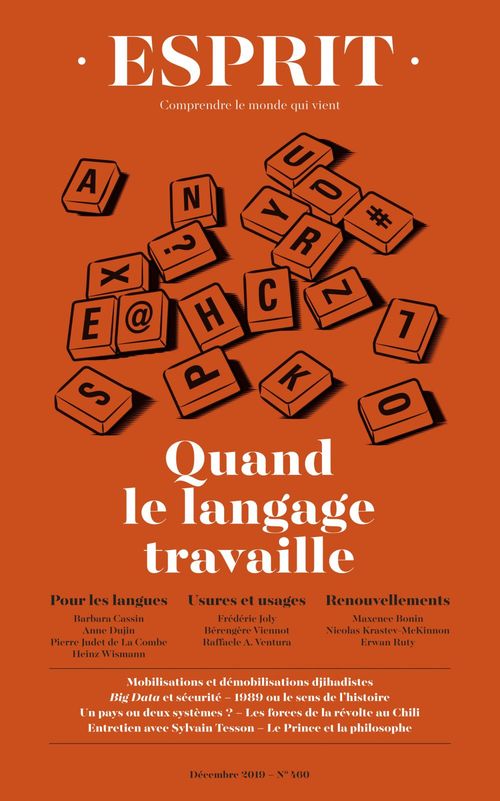 Couverture ebook de Esprit décembre 2019 Quand le langage travaille, de Esprit