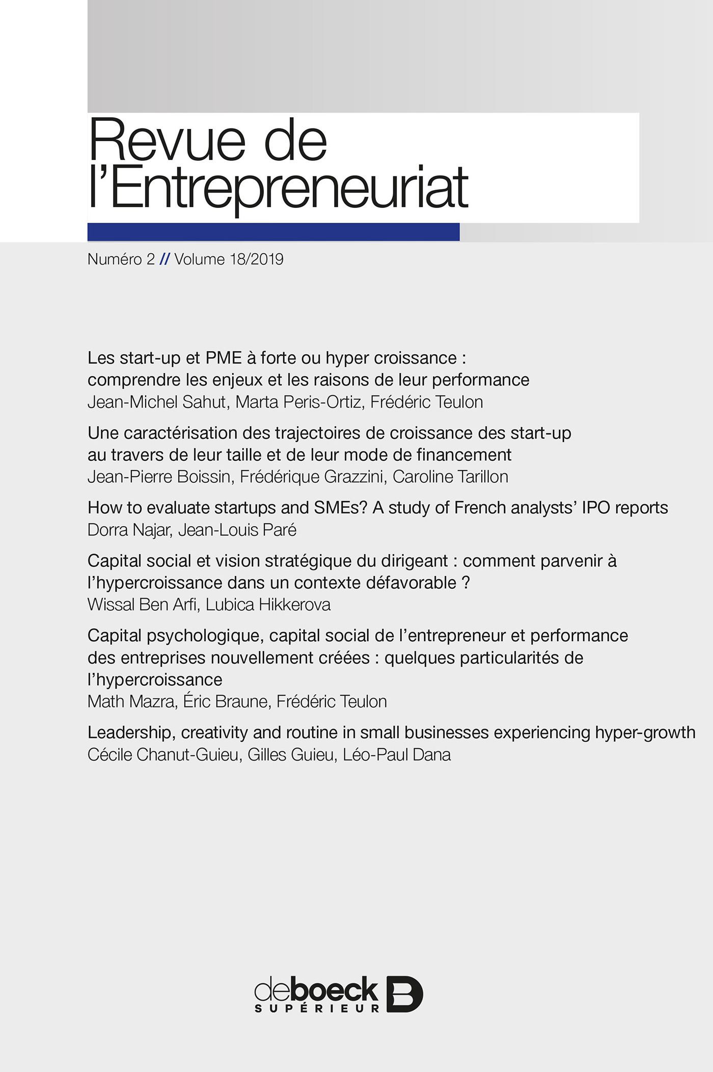 ebook cover of Revue de l´Entrepreneuriat, by Collectif