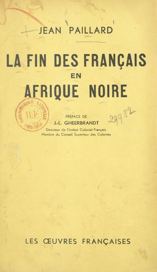 ebook cover of La fin des Français en Afrique noire, by Jean Paillard
