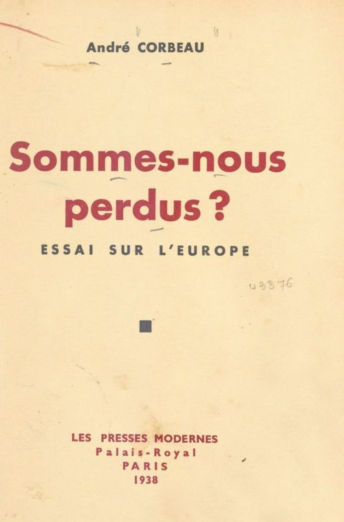 Couverture ebook de Sommes-nous perdus ?, de Andre Corbeau