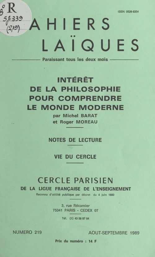 ebook cover of Intérêt de la philosophie pour comprendre le monde moderne, by Michel Barat, Roger Moreau