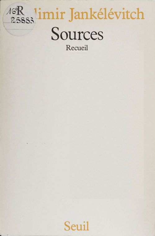 ebook cover of Sources, by Jankelevitch V.