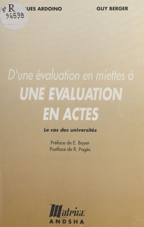ebook cover of D'une évaluation en miettes à une évaluation en actes : le cas des universités, by