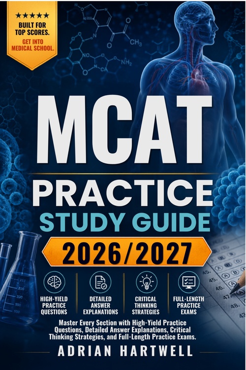 ebook cover of MCAT PRACTICE STUDY GUIDE 2026/2027, by Adrian Hartwell