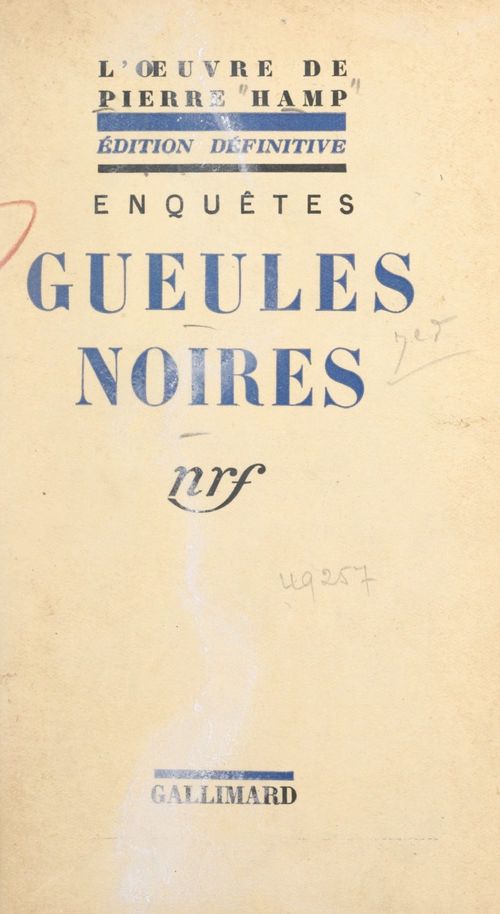ebook cover of Gueules noires, by Pierre Hamp