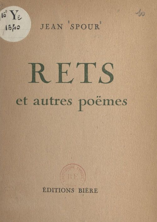 Couverture ebook de Rets et autres poëmes, de Jean Spour