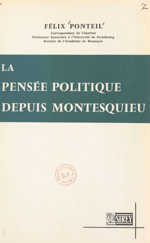 ebook cover of La pensée politique depuis Montesquieu, by Félix Ponteil