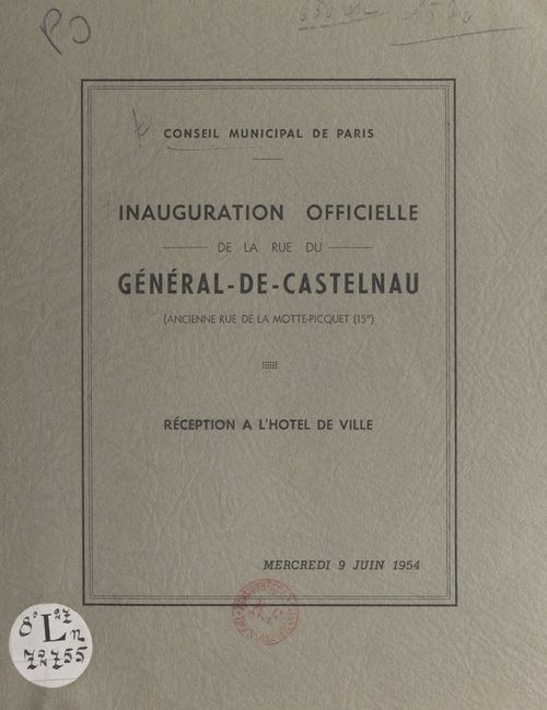ebook cover of Inauguration officielle de la rue du Général-de-Castelnaud (ancienne rue de la Motte-Picquet - 15°), by Charles Fruh, Joseph Ayzignac