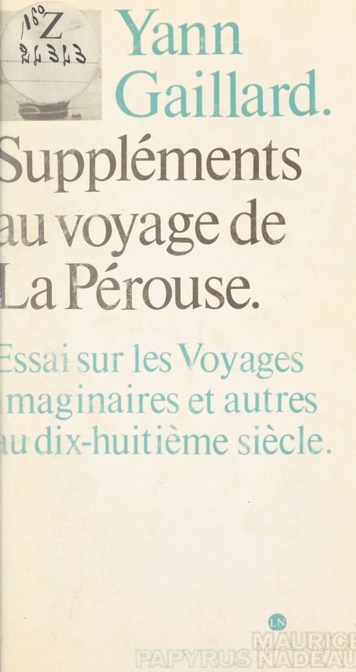Couverture ebook de Suppléments au voyage de La Pérouse, de Yann Gaillard