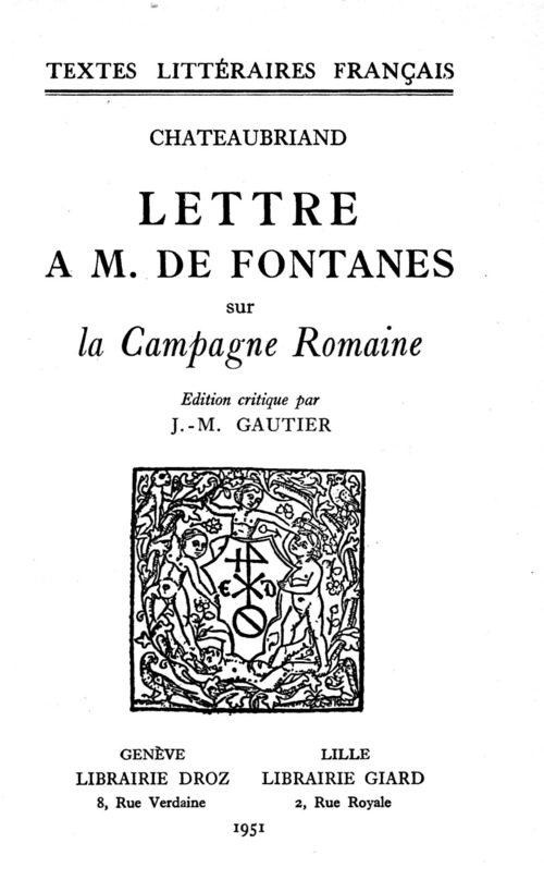 ebook cover of Lettre à M. de Fontanes sur la Campagne Romaine, by François-René de Chateaubriand