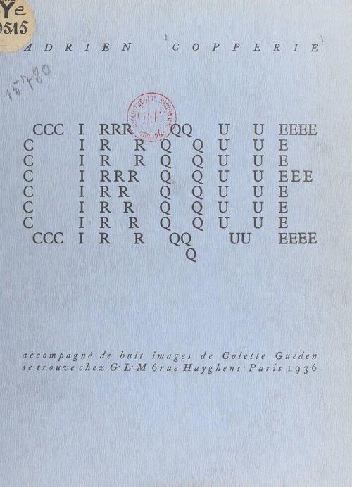 ebook cover of Cirque, by Adrien Copperie