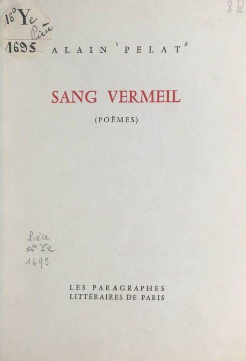 Couverture ebook de Sang vermeil, de Alain Pelat