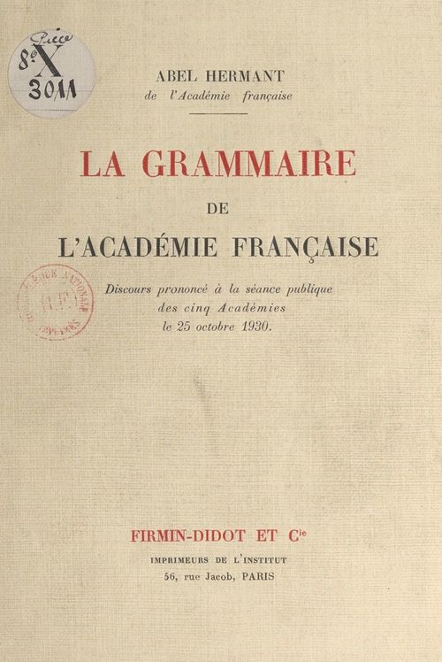 Couverture ebook de La grammaire de l'Académie française, de Abel Hermant