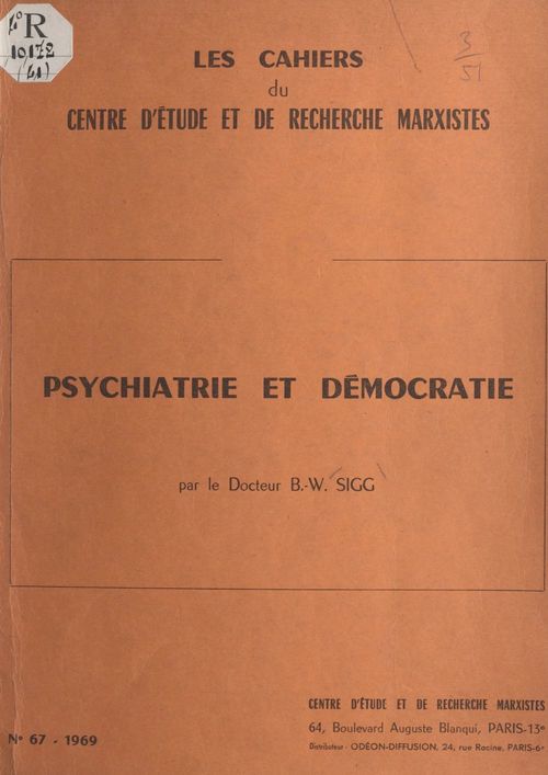 ebook cover of Psychiatrie et démocratie, by Bernard W. Sigg