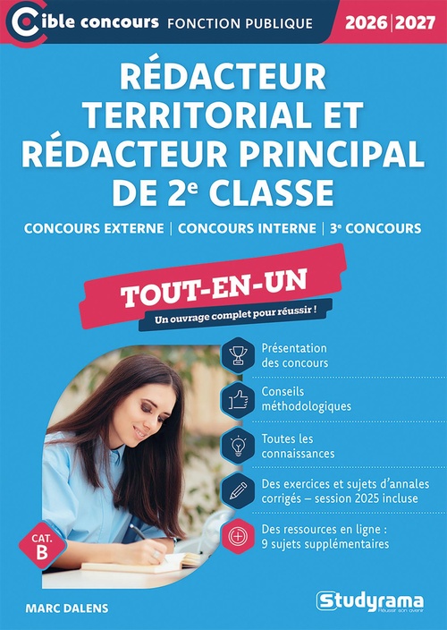 ebook cover of Rédacteur territorial et rédacteur principal de 2e classe - Tout-en-un - Catégorie B - Concours 2026-2027, by Marc Dalens