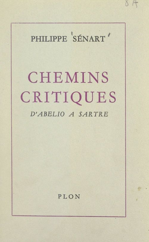 ebook cover of Chemins critiques, by Philippe Senart