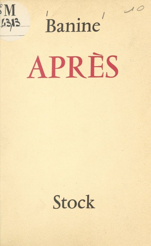 Couverture ebook de Après, de Banine