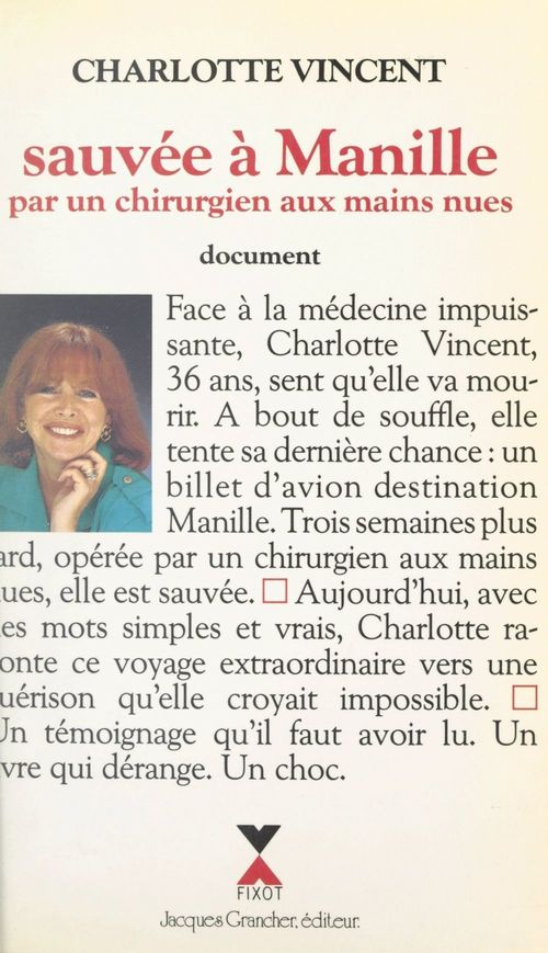ebook cover of Sauvée à Manille par un chirurgien aux mains nues, by Charlotte Vincent