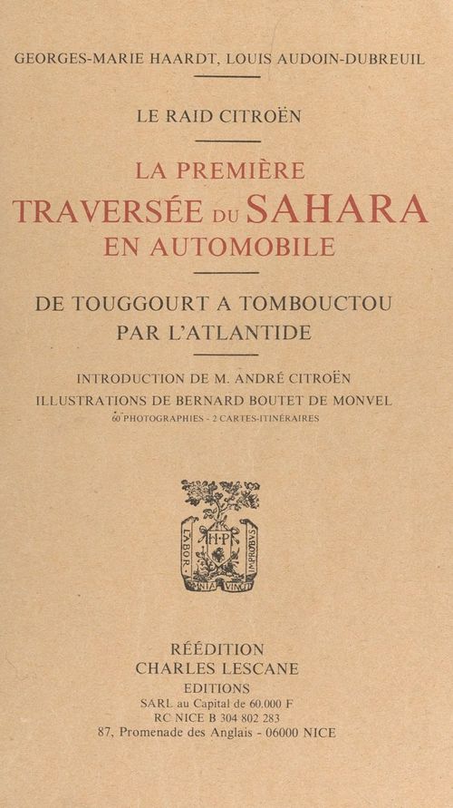 Couverture ebook de Le Raid Citroën :la première traversée du Sahara en automobile, de Georges-Marie Haardt, Louis Audoin-Dubreuil