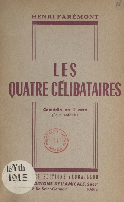 Couverture ebook de Les quatre célibataires, de Henri Faremont