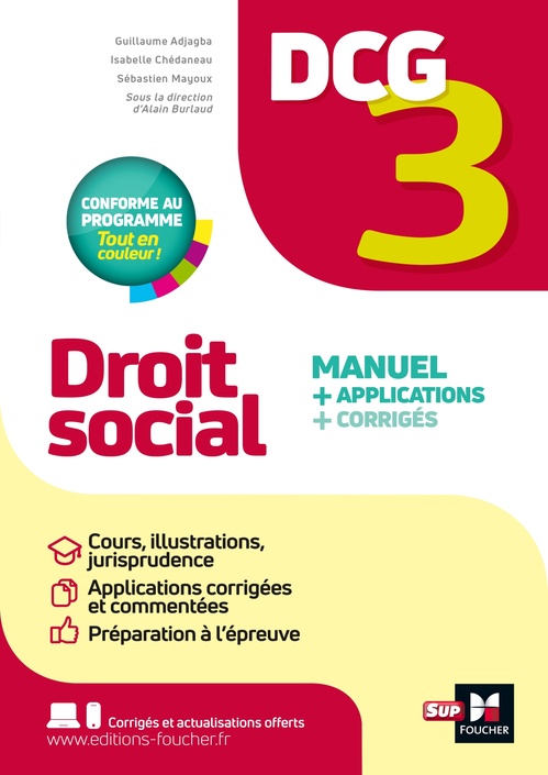 Couverture ebook de DCG 3 - Droit social - Manuel et applications - 2025-2026, de Marie-Paule Schneider, Isabelle Chedaneau, Maryse Ravat, Alain Burlaud, Sébastien Mayoux