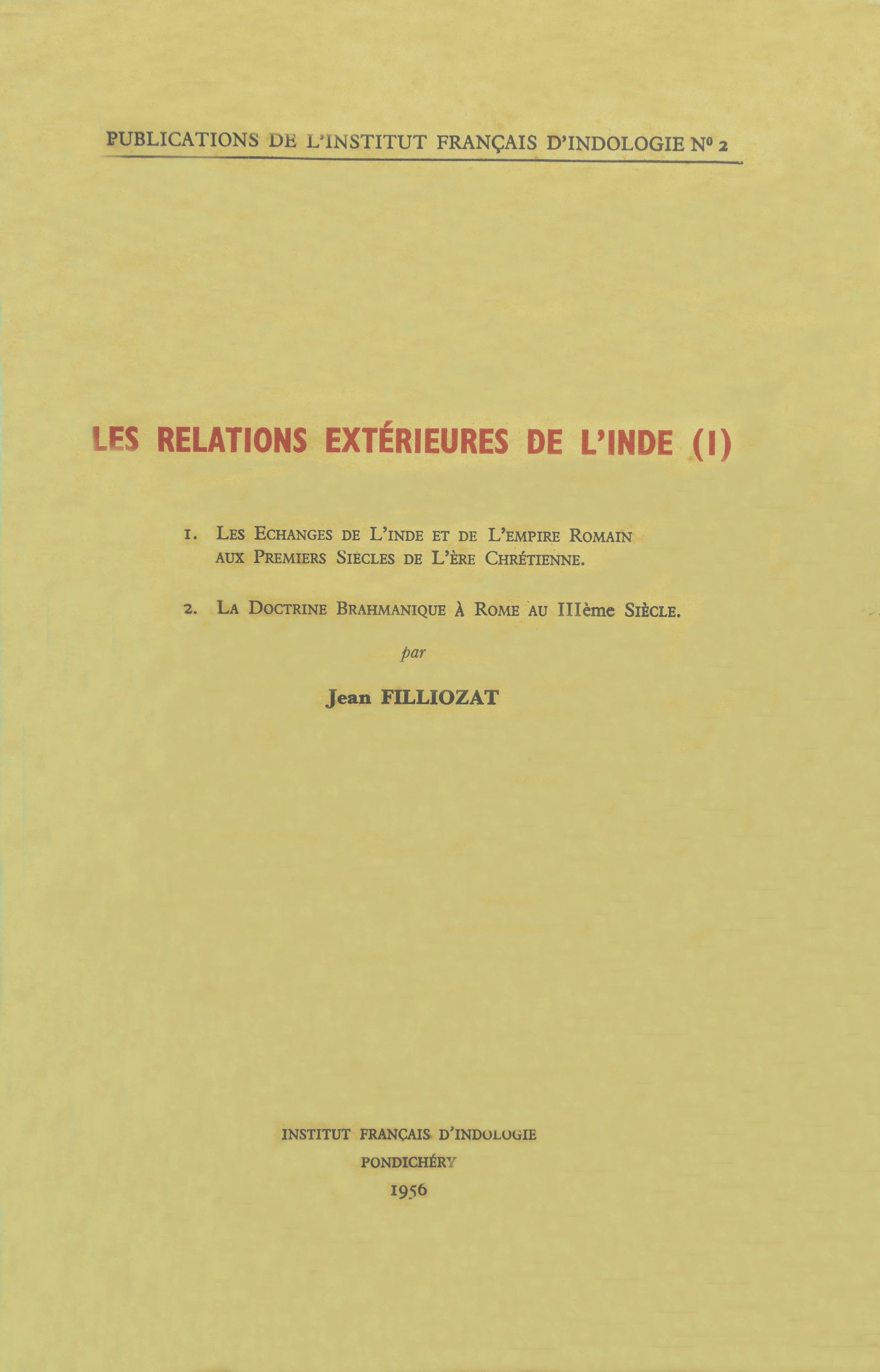 ebook cover of Les relations extérieures de l'Inde (I), by Jean Filliozat