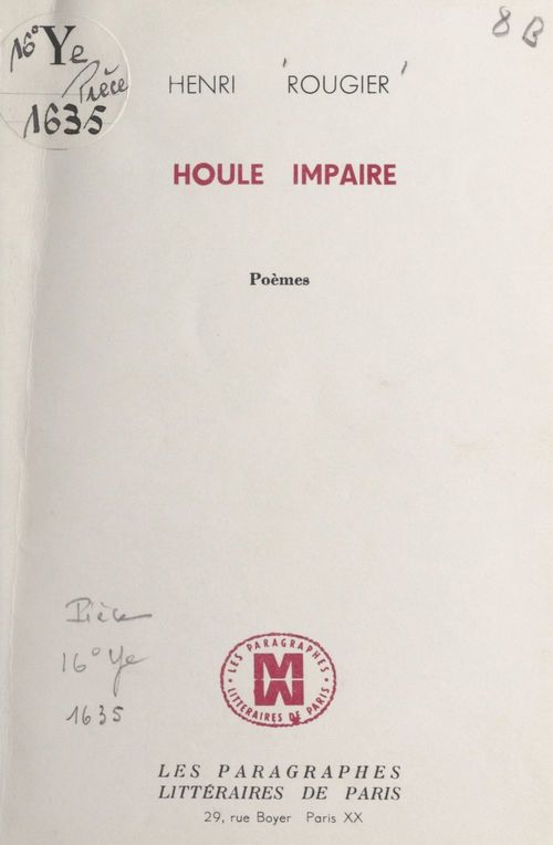 ebook cover of Houle impaire, by Henri Rougier