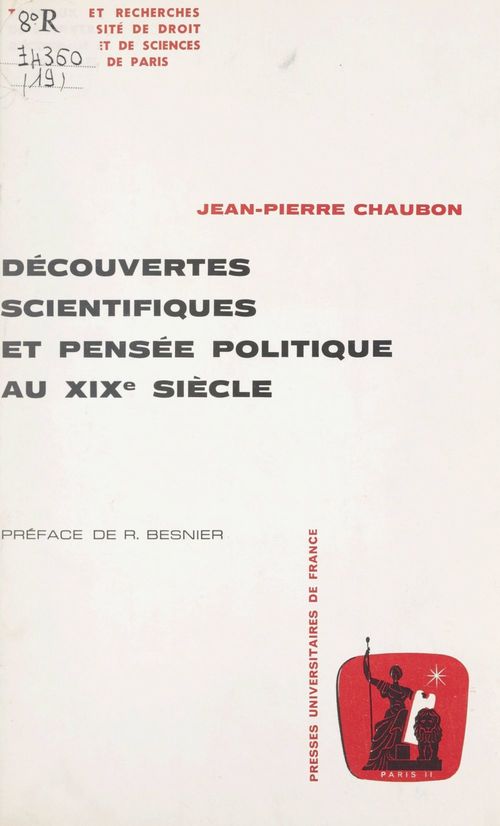 ebook cover of Découvertes scientifiques et pensée politique au XIXe siècle, by Jean-Pierre Chaubon
