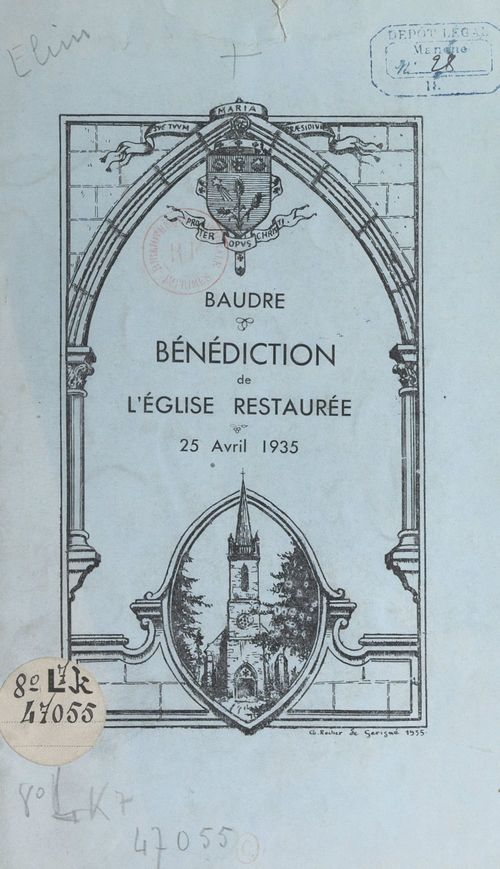 ebook cover of Baudre : inauguration et bénédiction de l'église restaurée, 25 avril 1935, by Michel Leherpeur